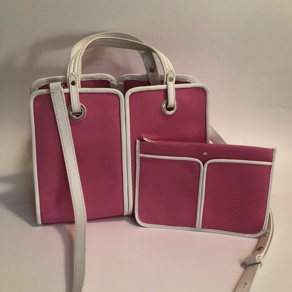 kate spade Handbags - Kate Spade♠️Pink Sam Canvas Plunge Set NWT